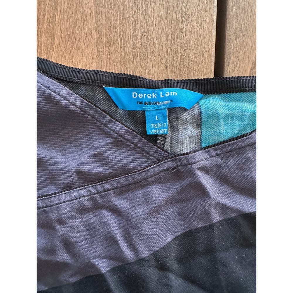 Derek Lam for DesigNation Womens Blue Geometric Abstract Cami Top Large - Picture 5 of 7